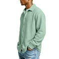 thumbnail image 4 of Lumtrix Mens Waffle Shirt Long Sleeve Button Down Casual Blouses Lightweight Tops Classic Tshirt for Men Light Green M, 4 of 7