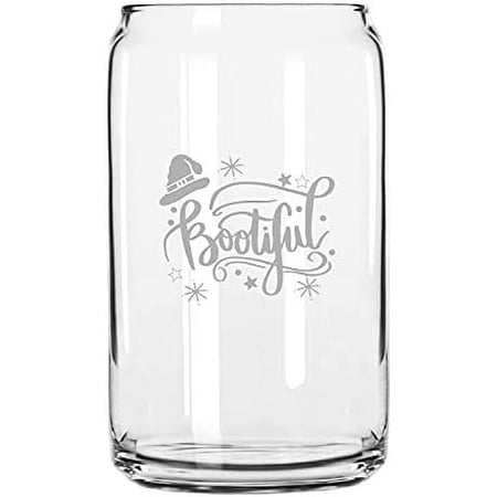 Bootiful Happy Halloween Etched 16oz Libbey Can Glass