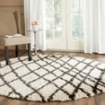 thumbnail image 4 of SAFAVIEH Belize Katriona Abstract Plush Shag Area Rug, Ivory/Charcoal, 6'7" x 6'7" Round, 4 of 6
