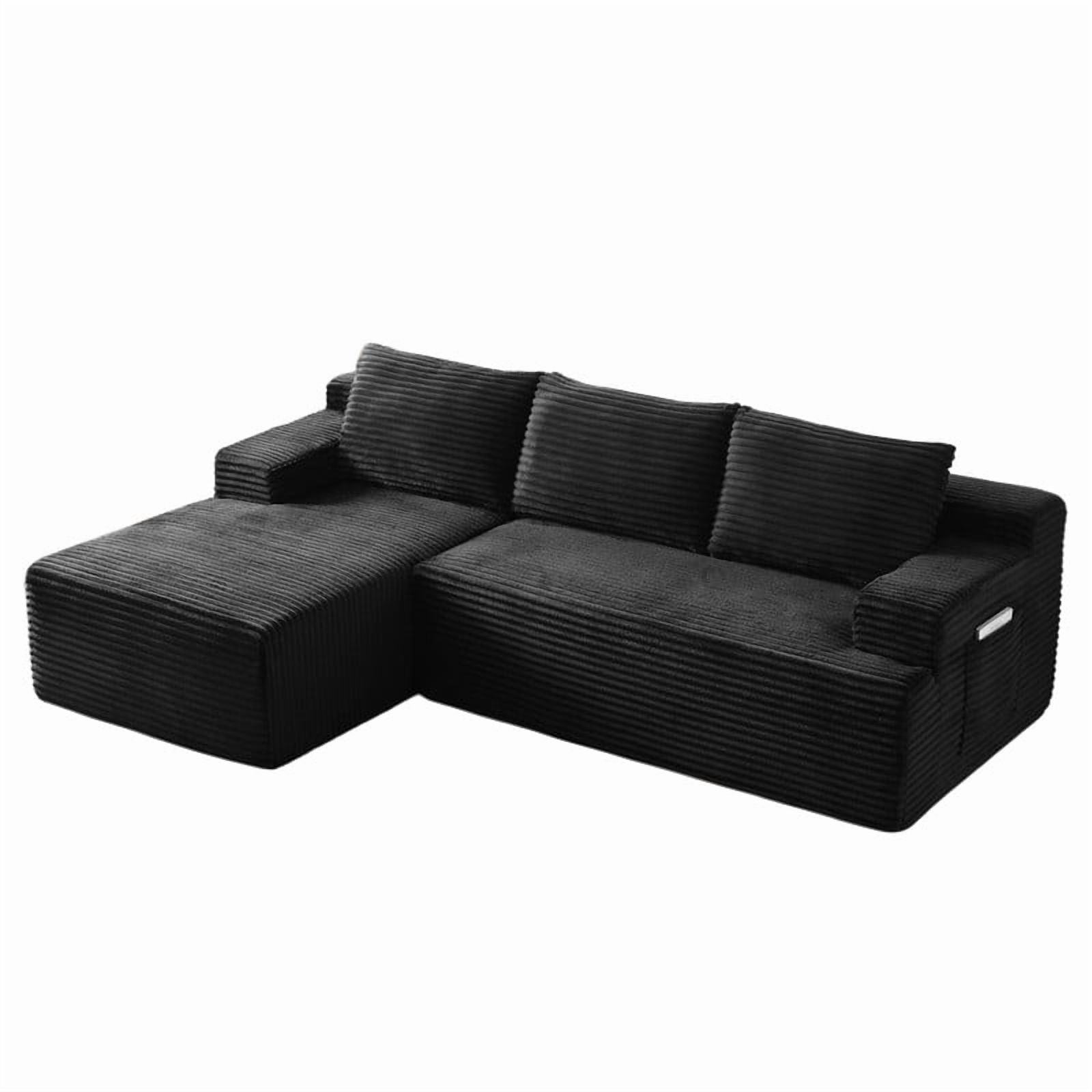 L-Shaped Modular Sectional Sofa with Chaise, Corduroy Cloud Sofa Couch with Deep Seat for Living Room Bedroom Apartment, Left Facing