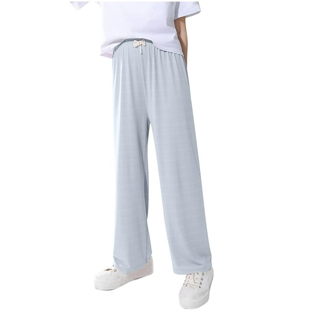 SGFCWSX Pantalons Longs pour Filles, Coupe Régulière, Poches Latérales, Taille Haute, Blanc