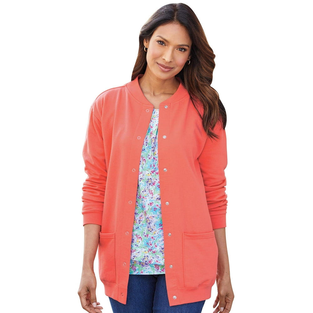 red fleece cardigan