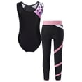 thumbnail image 2 of Yeahdor Kids Girls Sports Suit Gymnastics Workout Leotard with Legging Pants Gym Suit Shiny Rhinestones Ballet Bodysuit Set Pink 14, 2 of 7