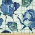 thumbnail image 2 of Ambesonne Watercolor Fabric by the Yard Microfiber, Roses with Leaves, 1 Yard, Violet Blue Slate Blue, 2 of 2