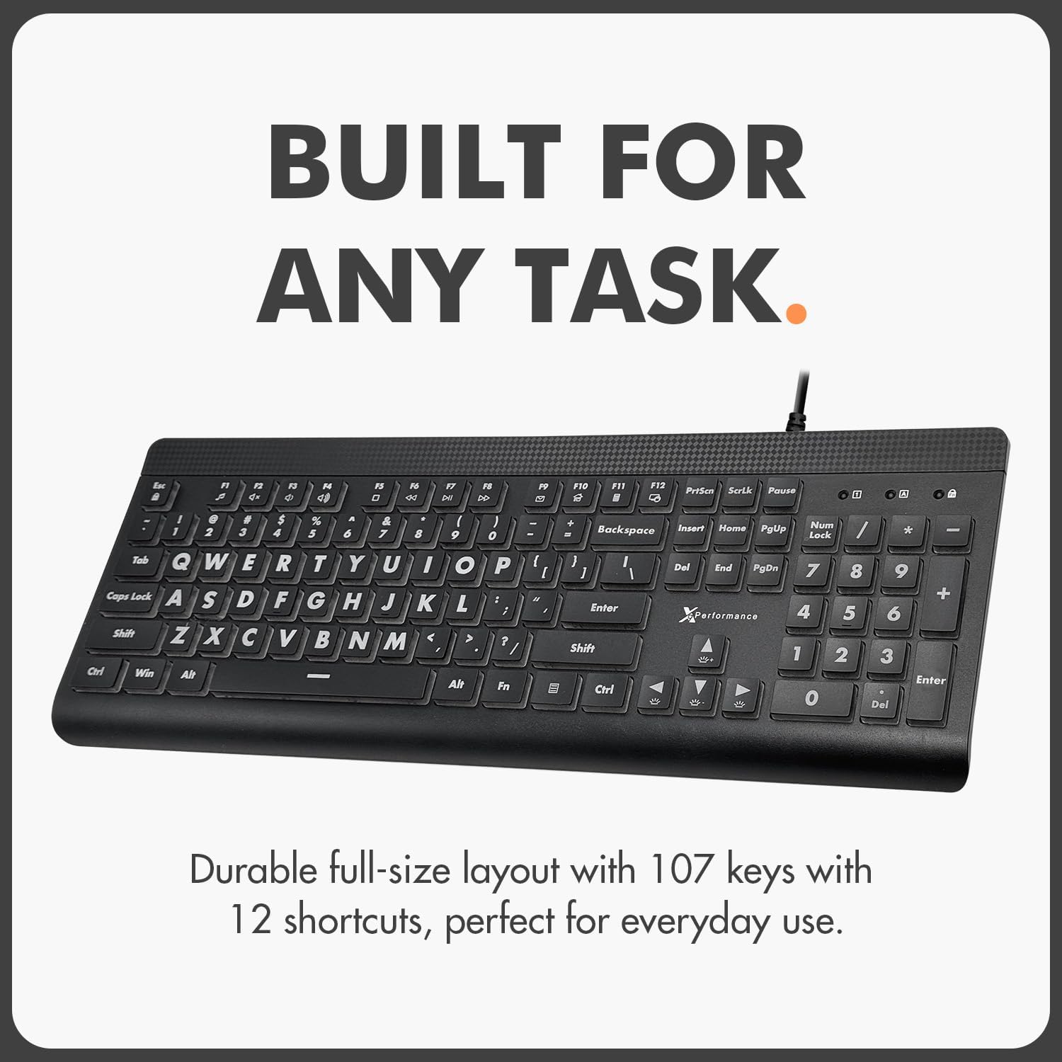 X9 Large Print Backlit USB Keyboard 7-Color LED photo 2