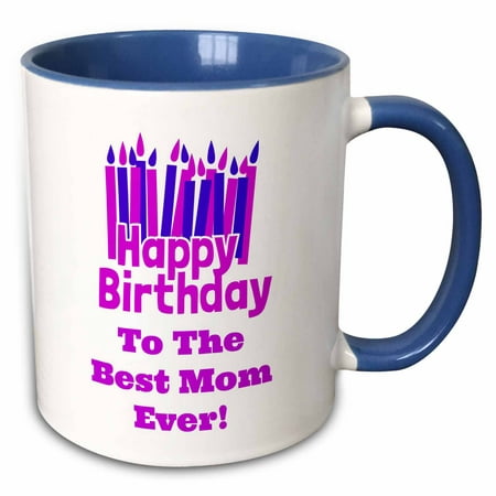 3dRose Happy Birthday - Best Mom ever - Two Tone Blue Mug,