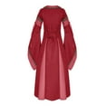 thumbnail image 3 of qolati Womens Medieval Renaissance Dresses Victorians Vintage Retro Long Dress Halloween Costumes Gothic Gown for Party, Evening, Prom, 3 of 3