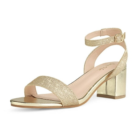 BURUDANI Women s Open Toe Low Block Heels Sandals Party Dress Pumps Shoes