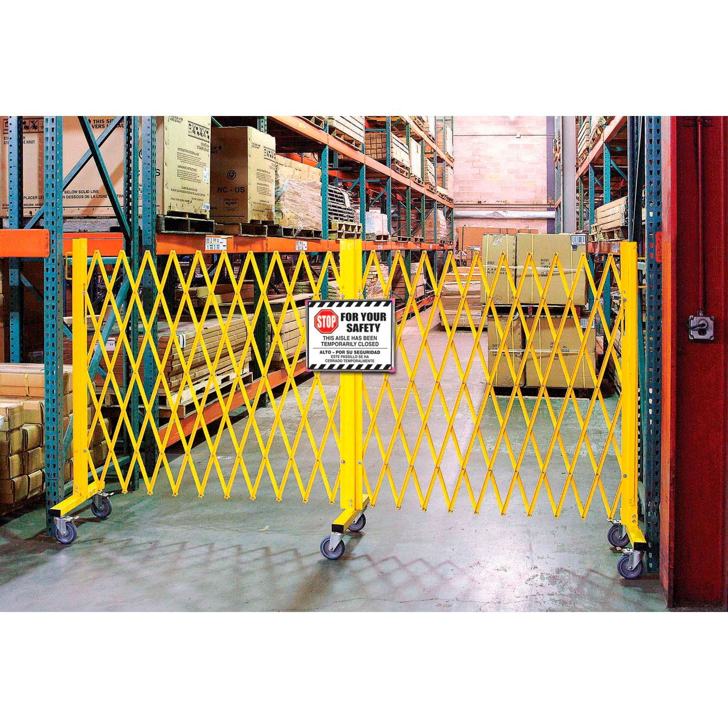 Global Industries 652923 Barricade Security Gate with Sign, Safety Yellow