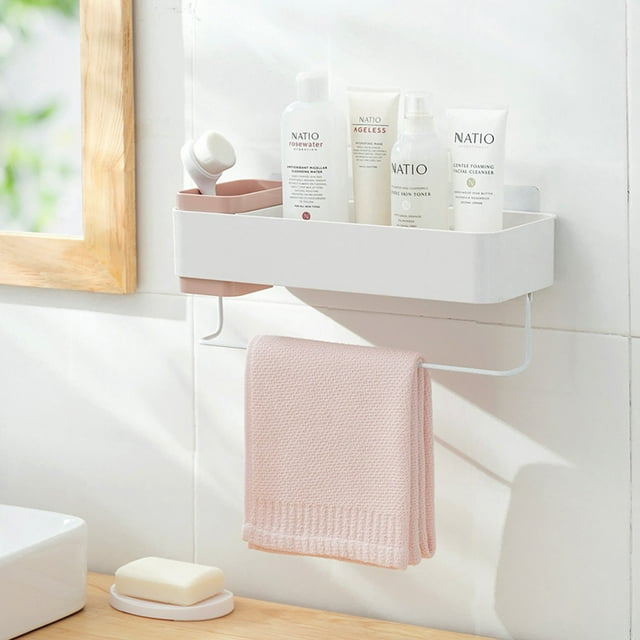 Adhesive Bathroom Wall Caddy, Bathroom Shower Rrganizer Hanging Shelves ...