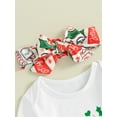 thumbnail image 6 of Suealasg 2PCS Baby Girl Christmas Outfits Set Long Sleeve Letters Print Romper Tops+ Milk Print Bell Bottoms + Headband Set 6 12 18 24 Months Infant Girl Christmas Clothes, 6 of 9