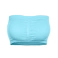 thumbnail image 5 of VISALY Seamless Strapless Bandeau Bra Tube Top Plus Size Double Removable Padded Tube Top Stretchy Soft Ruched Strapless Bandeau Bralette Underwear Comfort Breathable Basic Layering Bra Blue L, 5 of 5