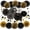 Black and Gold, variant on Party Decoration , 20 Pcs Pom Poms Flowers , Hanging Paper Fans,Triangle Bunting Flags and Garlands String Polka Dot for Girl Birthday Parties, Bridal Showers, Baby Showers, Wedding (Pink)