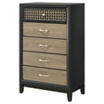thumbnail image 4 of Coaster 5-Drawer Rectangular Transitional Wood Chest in Light Brown/Black, 4 of 14