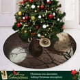thumbnail image 6 of FMSHPON Happy Halloween Vintage Forest Owl Bird Xmas Christmas Tree Skirt Stand Mat for Holiday Party Decoration Indoor Outdoor 36 inches, 6 of 6