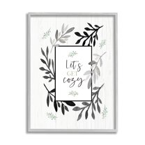 Stupell Industries Lets Get Cozy Geometric Frame Twig Foliage Ornament,11 x 14, Design by Elizabeth Tyndall