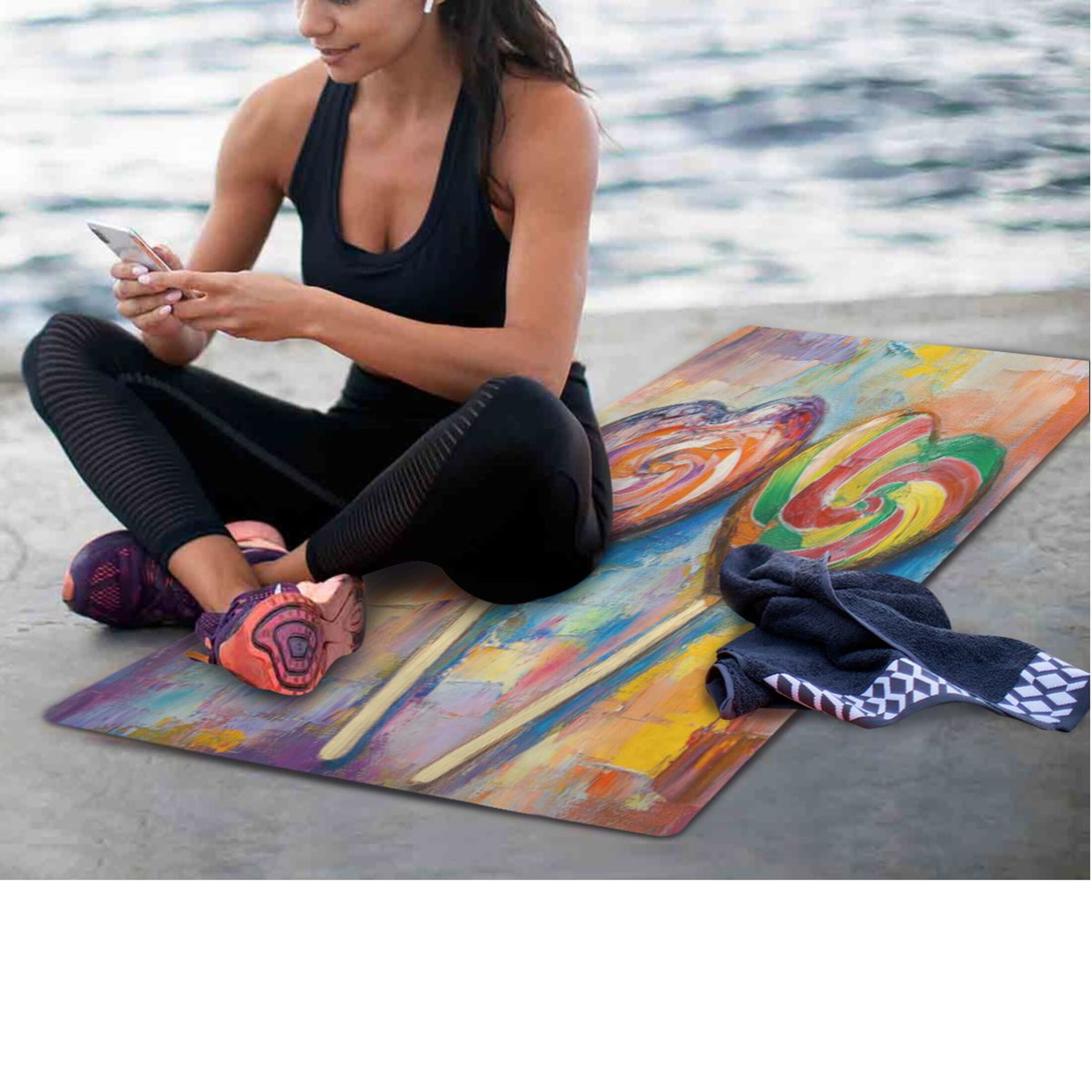 BZSMCE Yoga Mat Women Fitness Mat Colorful Love Pattern