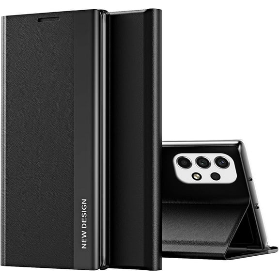 Premium PU Leather Cover for Samsung Galaxy A73 5G (Not 4G), [Shockproof TPU Interior] Stand Flip Phone Case for Samsung Galaxy A73 5G CX Black