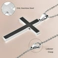thumbnail image 3 of Healing Pain Relief Black Shungite Inlay Cross Pendant Necklace size 24" Stainless Steel Catholic Faith Christian Religious Birthday Jewelry Birthday Christmas Gifts for Women, 3 of 8
