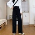 thumbnail image 2 of Pantalones de mujer Pantalón largo deportivo holgado informal de cintura alta con pierna ancha, Negro, XXL sidaley AP001457-10, 2 of 7