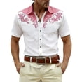 thumbnail image 2 of HOWPAY Mens Shirts Short Sleeve Button down Summer Western Cowboy Print Beach Vacation Tops Casual Regular Fit Oversized Soft Clothes Pink XXL, 2 of 4
