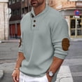 thumbnail image 2 of UVEASISHA Men's Shawl Collar Pullover Sweater Regular Fit Casual Button Mock Neck Knit Sweaters Knitted Soft Long Sleeve Winter Sweatshirt with Elbow Patches Gray XXL, 2 of 6