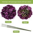 thumbnail image 3 of Silk Hydrangea Artificial Flowers Heads with Stems for Wedding Home Decor Pack of 6 (Purple) A, 3 of 5