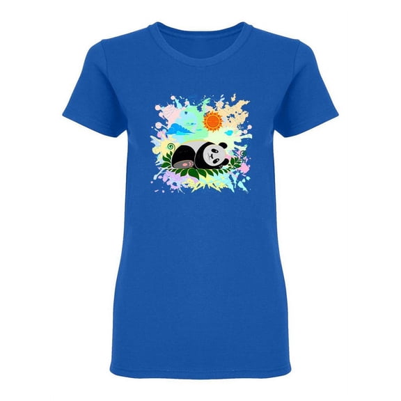 Cute Panda Sleeping Design Shaped T-Shirt Women -Image by Shutterstock, Female XX-Large