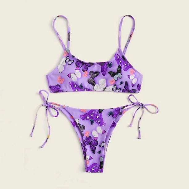 Bikini con estilo para mujer con almohadilla en el pecho sin soporte de acero Correa cómoda Traje de baño dividido Conjunto de dos piezas para la playa OAVQHLG3B Store lin121212