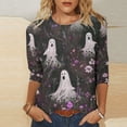 thumbnail image 2 of GERsome Women's Halloween 3/4 Sleeve Shirts Elbow Crew Neck Womens Tee Shirts Plus Size Half Sleeve Halloween Graphic Tops Clearance Blouse for Women Size XXXL, 2 of 5