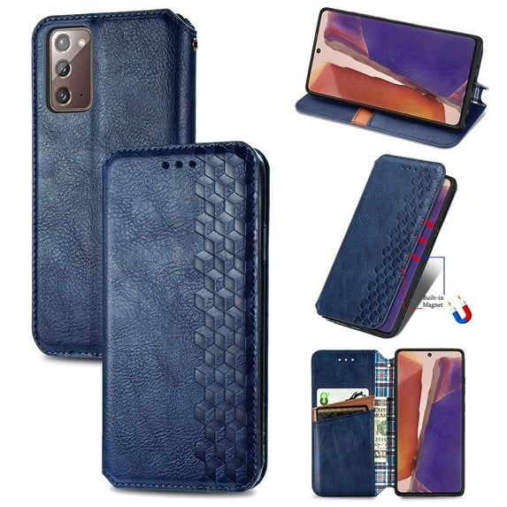 Galaxy Note 20 Case Cover, Allytech PU Leather Slim Fit Credit Cards Holder Anti-scratch Book Style Shock Protection Wireless Charging Support Wallet Case Cover for Samsung Galaxy Note 20,Blue