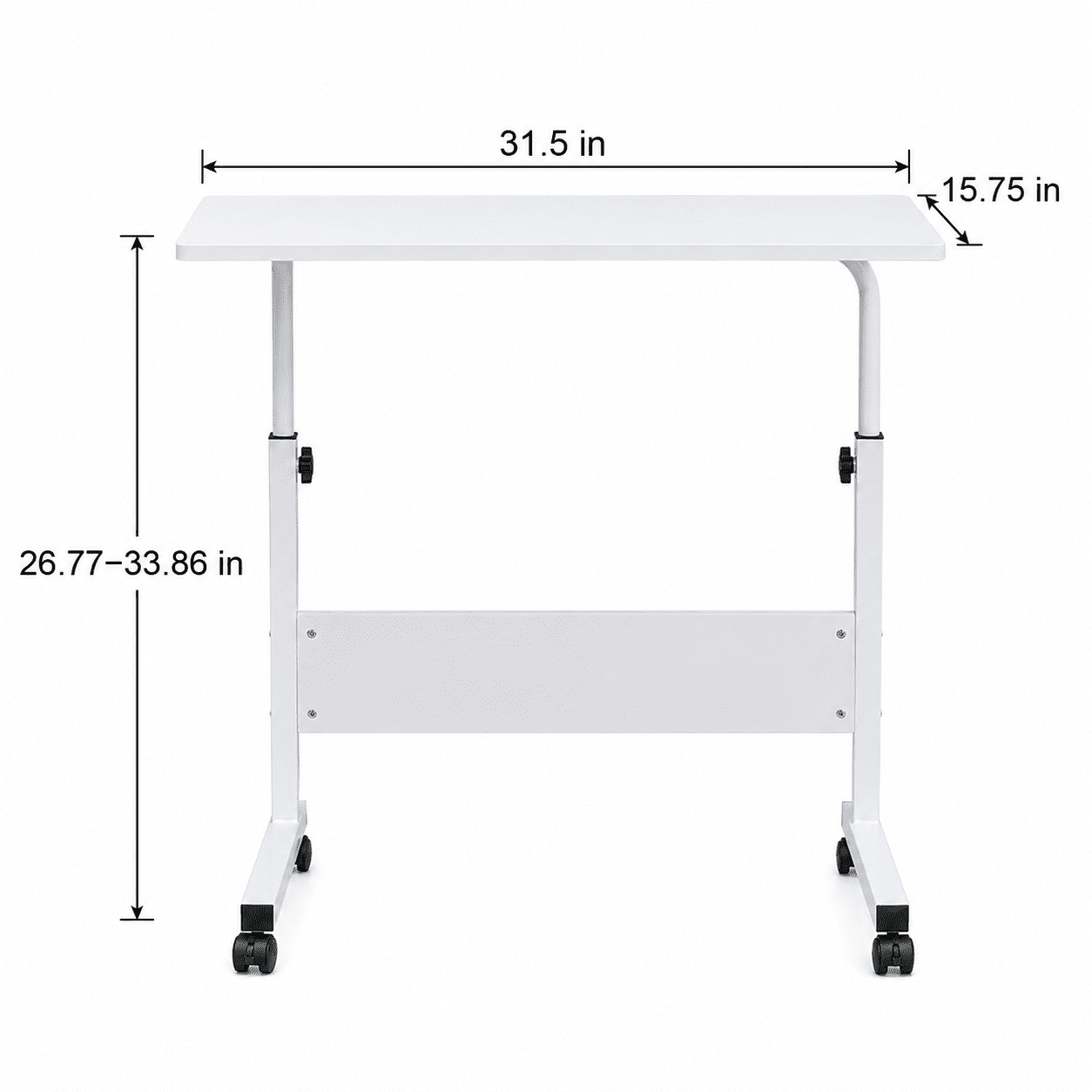 Alvantor Rolling Laptop Table, Height Adjustable, Removable Design, Wheels and Baffle Panel, White, Large, 31.5 x 15.75 in