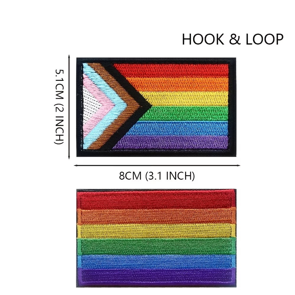Funny Pride Rainbow Flag Patch - Full Embroidery Hook and Loop Fastener for Clothes, Hats, Backpacks, and Bags