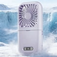 thumbnail image 6 of BSJJY Multi-Functional Handheld Fan, Foldable Makeup Mirror, with LED Light, USB Rechargeable, for Desktop and Travel, Purple, 6 of 8