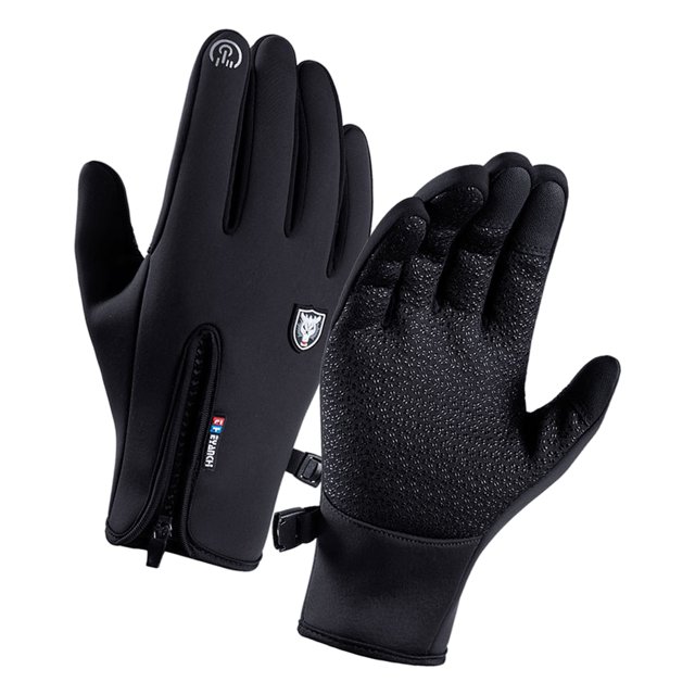 Guantes de nieve ajustables Sunnimix con cremallera Forro térmico Negro