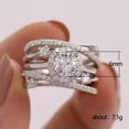 thumbnail image 2 of K-KED 925 Sterling Silver Clear Crystal Rings Womens Wedding Engagement Ring sz 6-10-9, 2 of 6