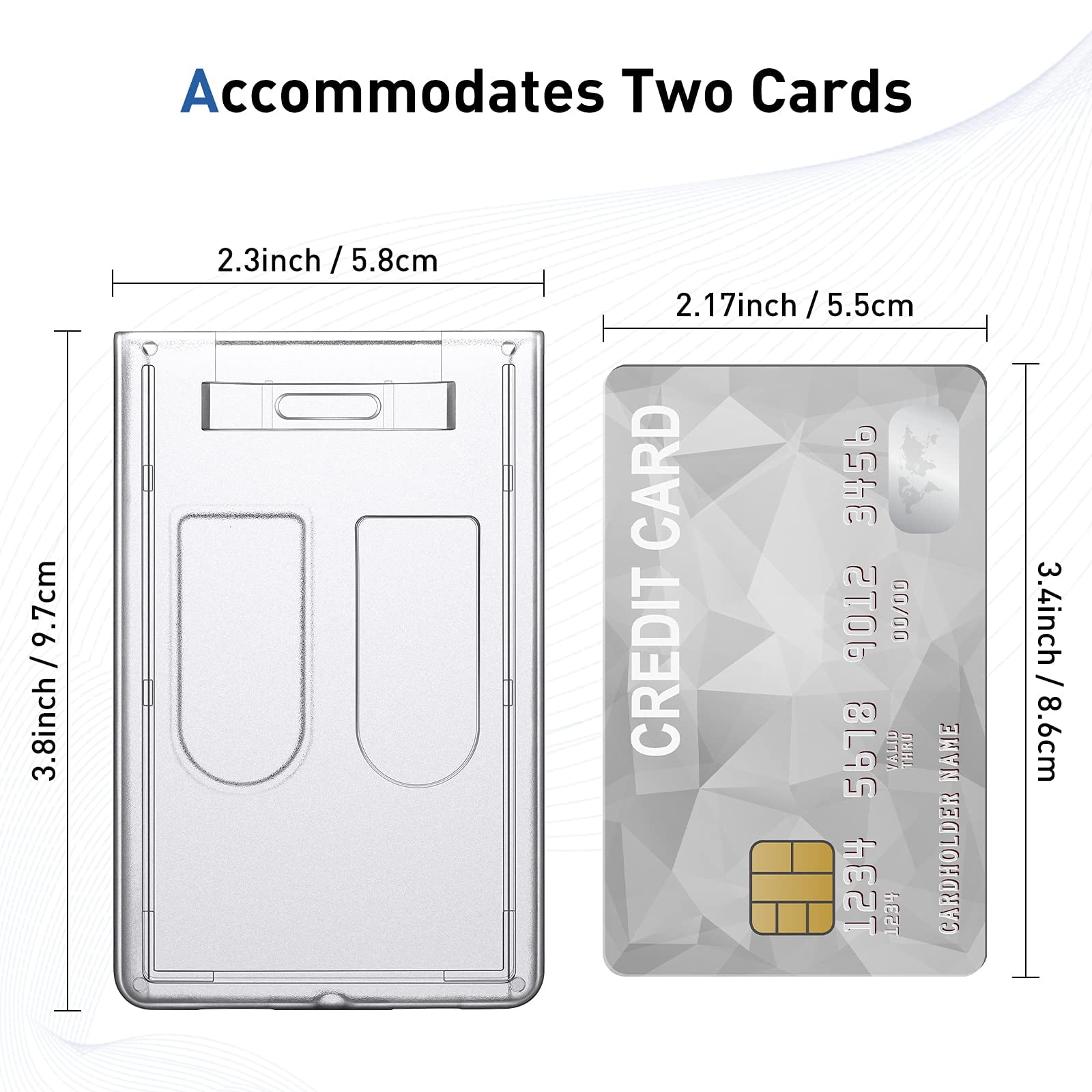 Vertical Hard Plastic 2 Card ID Badge Holders, 20 Count