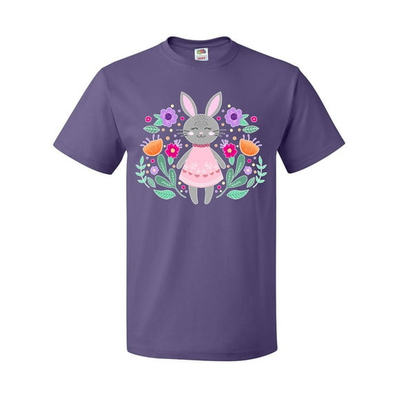 Inktastic Easter Scandinavian Bunny with Flowers T-Shirt
