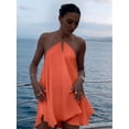thumbnail image 2 of Women'S Mini Dress Halter Neck Sleeveless Tie Backless Swing Flowy Beach Dresses Summer Clothes Orange L, 2 of 7