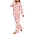 thumbnail image 3 of FOR U DESIGNS Heart Pig Pajama Sets for Women 2 Piece Button Down V-neck Tops Size XS Sleepwear Long Sleeve Pants with Pockets for Womens Nightwear Button Front, 3 of 7