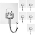 thumbnail image 1 of Ganchos adhesivos grandes de alta calidad para colgar ganchos de pared pesados de 66 libras, ganchos transparentes impermeables para toallas, duchas, cocinas al aire libre, tazas, 1 of 4
