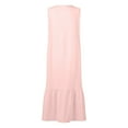 thumbnail image 4 of Atogsazn Sundresses for Women Casual Loose Solid Solor Button Pocket Sleeveless V-Neck Long Dress Plus Size Summer Dresses Pink XL on Clearance, 4 of 5
