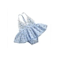thumbnail image 2 of Qiylii Toddler Girls Romper, Lace Floral V-Neck Backless Jumpsuit Skirt, 2 of 6