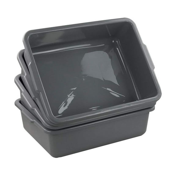 22L Bus Tub, Large Grey Wash Basin Tote Box, 4 Packs