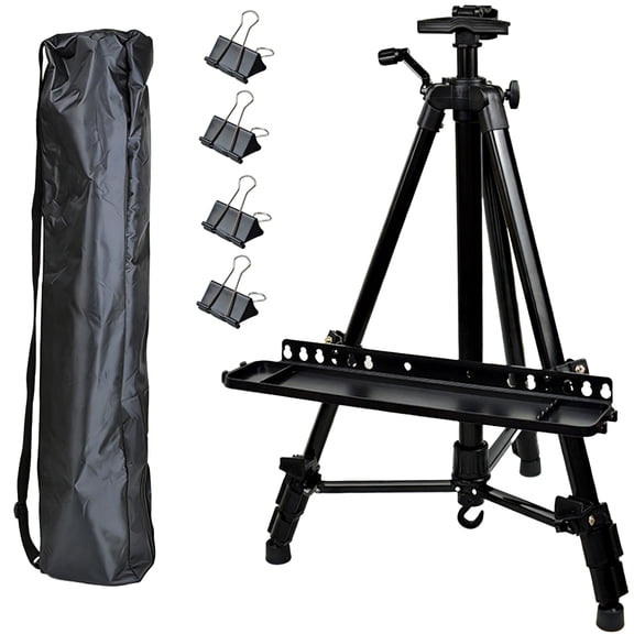 Painting Easel with Adjustable Height 20-61 in, Aluminum Alloy Folding Tripod Display Easel with Level, Portable Artist Easel for Painting, Sketching with Tray, Clips