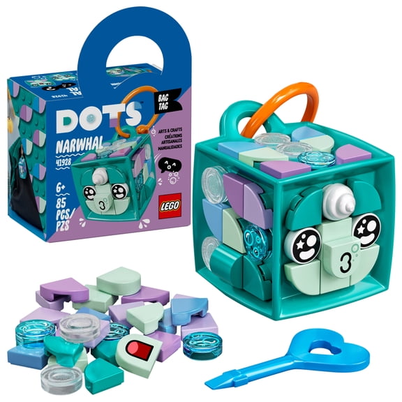 LEGO DOTS Bag Tag Narwhal 41928 DIY Craft for Fans of Sea Creatures (85 Pieces)
