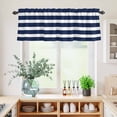 thumbnail image 5 of 3 Piece Kitchen Curtains and Valances Set Navy Blue Stripe Cafe Curtains 36 Inch Length Modern Simple Geometric White Striped Valance & Tier Curtain for Living Room Bedroom Window 54"x18"+27"x36"*2, 5 of 6