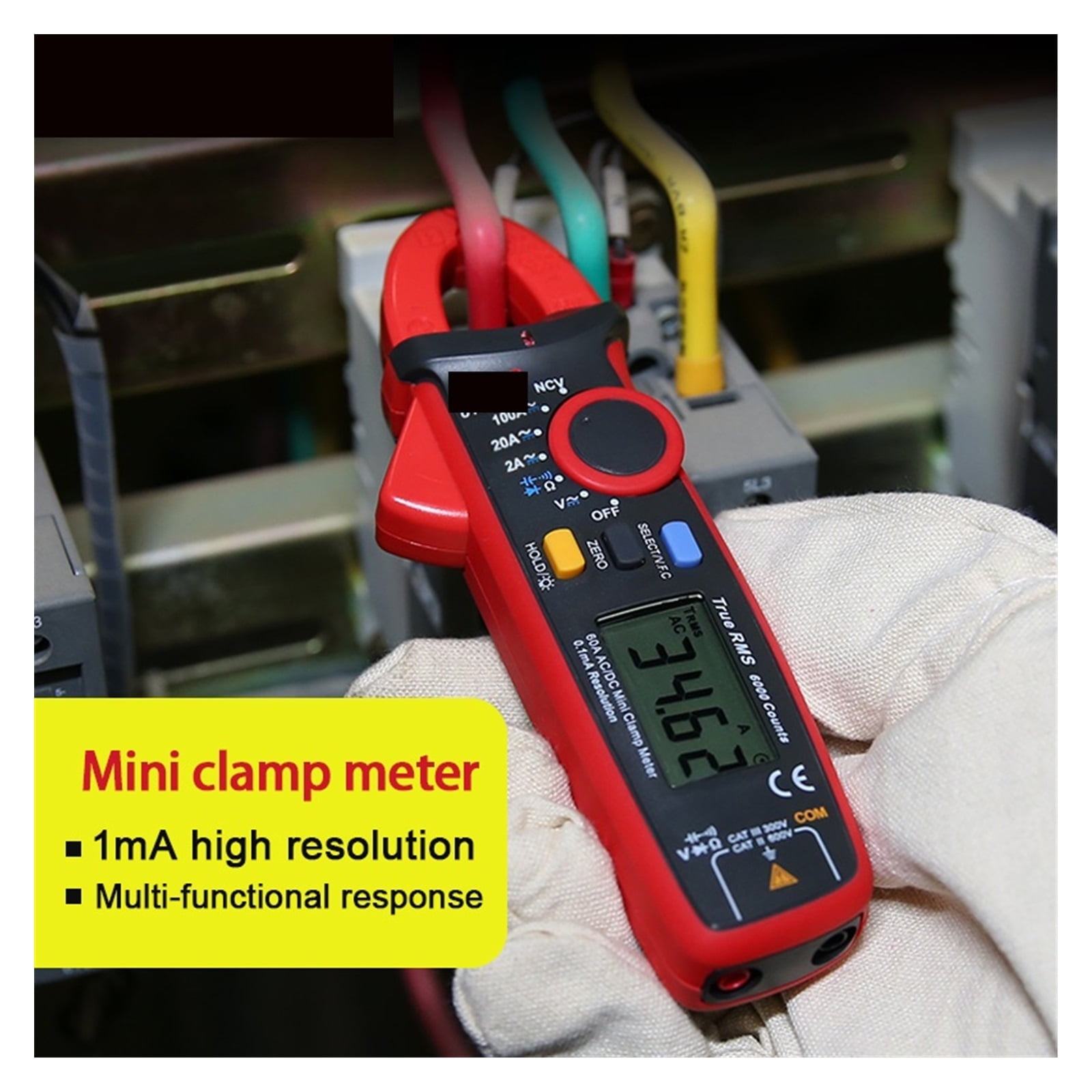 Mini Digital AC DC Current Clamp Meter Voltage Voltmeter 100A Ammeter Pliers Electrical Frequency Tester