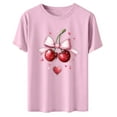 thumbnail image 5 of PNTUTB Fashion Versatile Women's Valentine's Day Print Casual Crew Neck Short Sleeve Comfort Loose T Shirt, 5 of 6