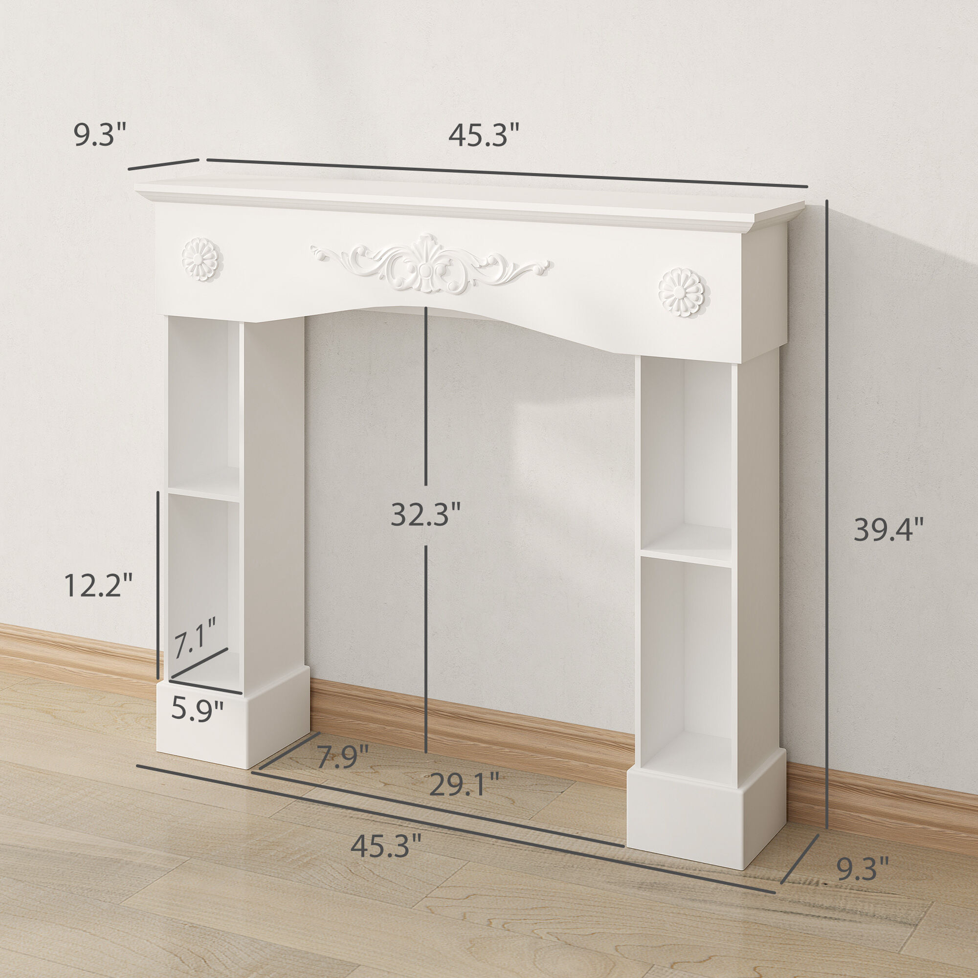 Indoor Fireplaces Freestanding Fireplace Surround with Leg for Electric Fireplaces,Gas Indoor Fireplaces
